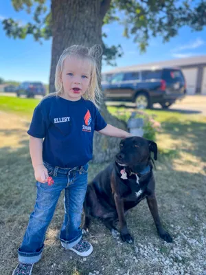 Team member with dog